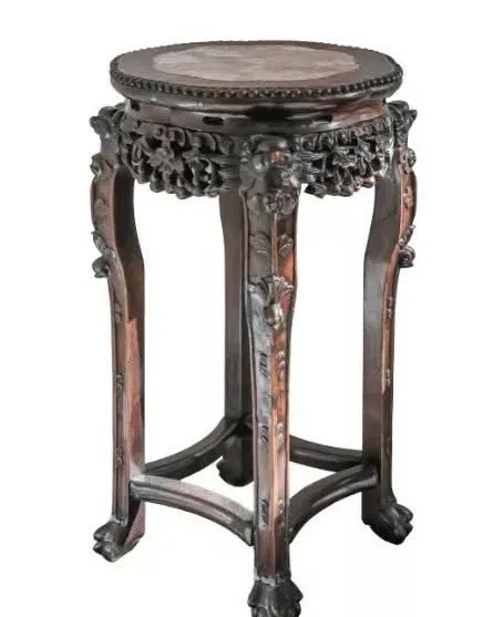 Đôn gỗ mặt đá hồng, cao 61.5cm